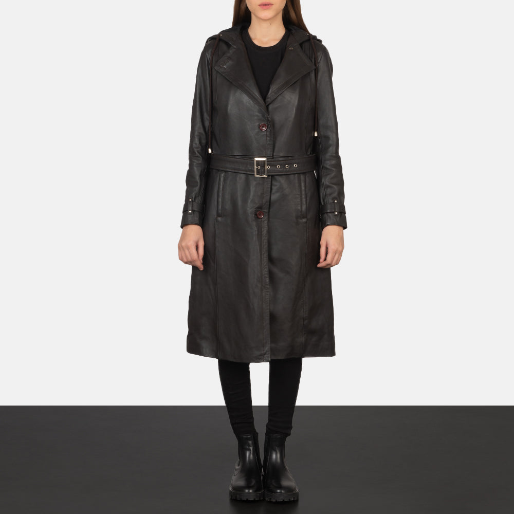 Fixon Hooded Brown Trench Coat - عرض جانبي يوضح قَصّة الأكمام المريحة