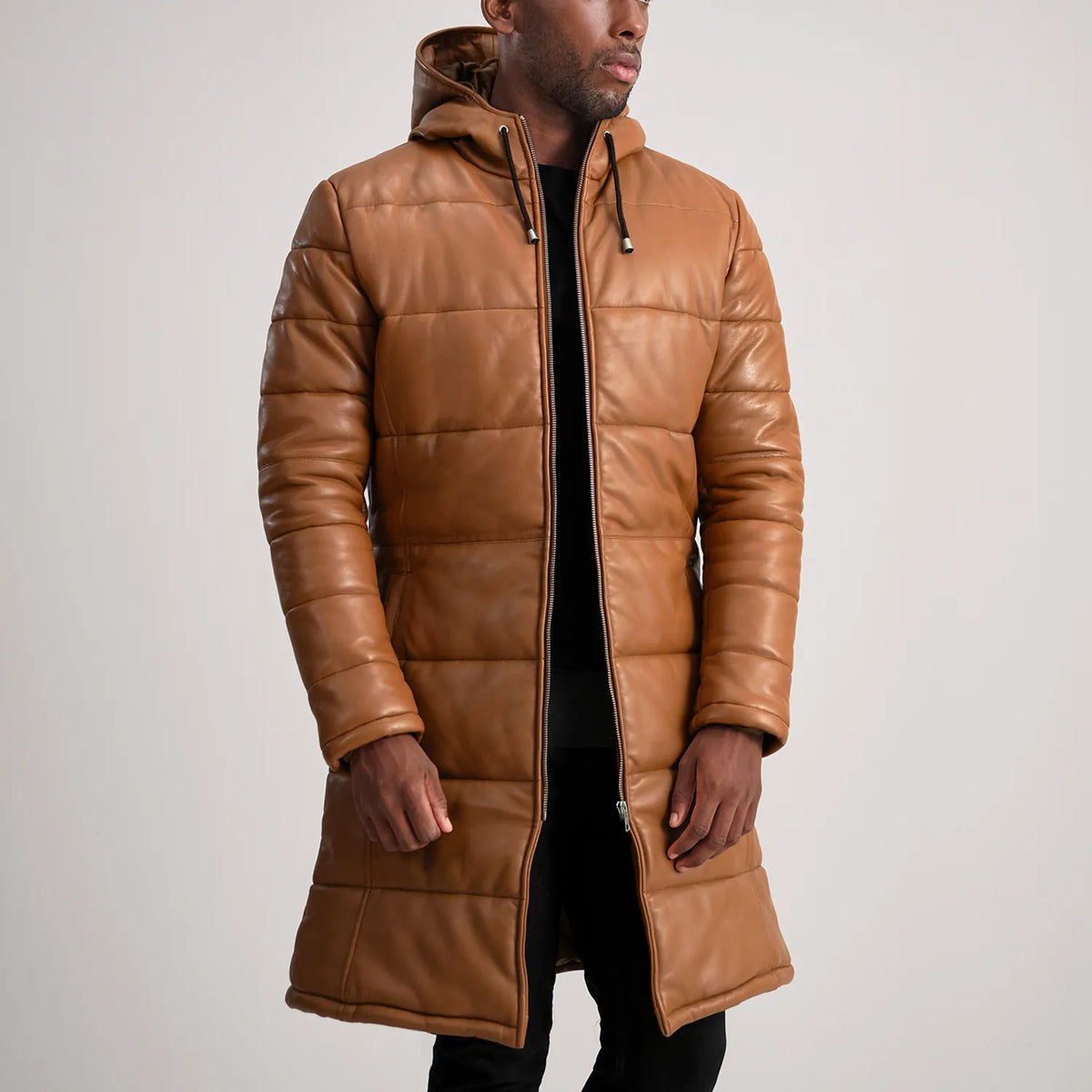 
Floyd معطف جلد فاخر بيج تان Puffer جاكيت جلد رجالي – alternate product view 1