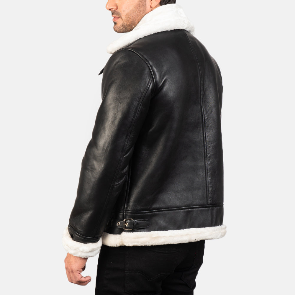 Francis B-3 أسود جاكيت بومبر جلد رجالي – alternate product view 5