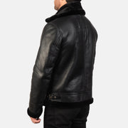 Francis B-3 أسود جاكيت بومبر جلد رجالي – alternate product view 5