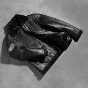 Francis B-3 أسود جاكيت بومبر جلد رجالي – alternate product view 8