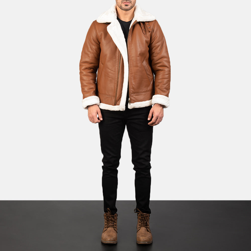 Francis B-3 أسود جاكيت بومبر جلد رجالي – alternate product view 3