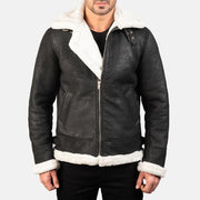 Francis B-3 أسود جاكيت بومبر جلد رجالي – alternate product view 1