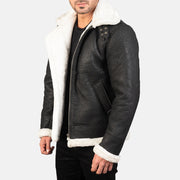 Francis B-3 أسود جاكيت بومبر جلد رجالي – alternate product view 2