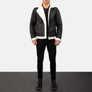Francis B-3 أسود جاكيت بومبر جلد رجالي – alternate product view 3