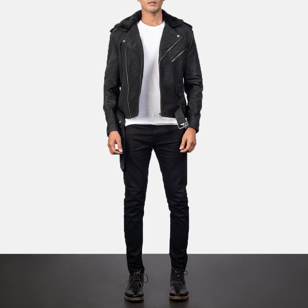 Furton جاكيت بايكر جلد رجالي – alternate product view 3
