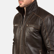 Hudson جاكيت بايكر جلد رجالي – alternate product view 6