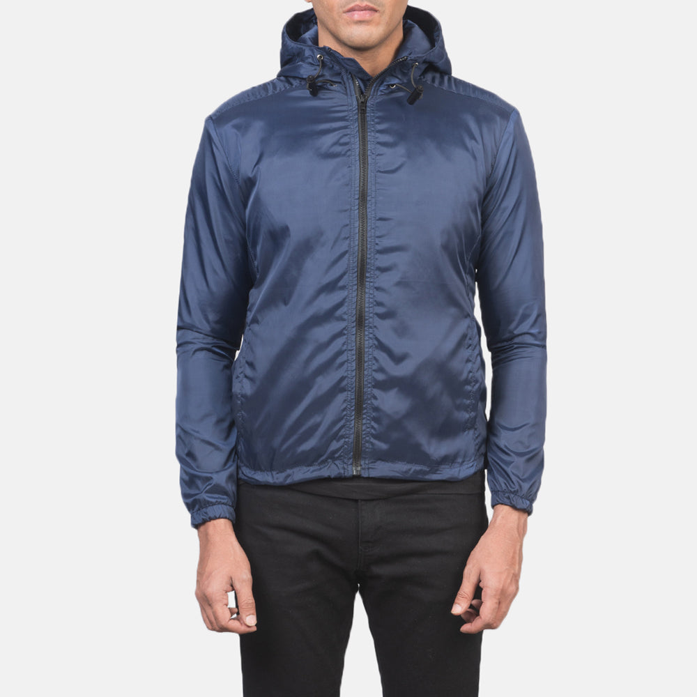 
Jimmy أزرق Hooded Windbreaker جاكيت جلد رجالي in Blue Nylon - عرض أمامي وقَصّة مفصلة أنيقة | شراء أونلاين عبر المتجر الرسمي