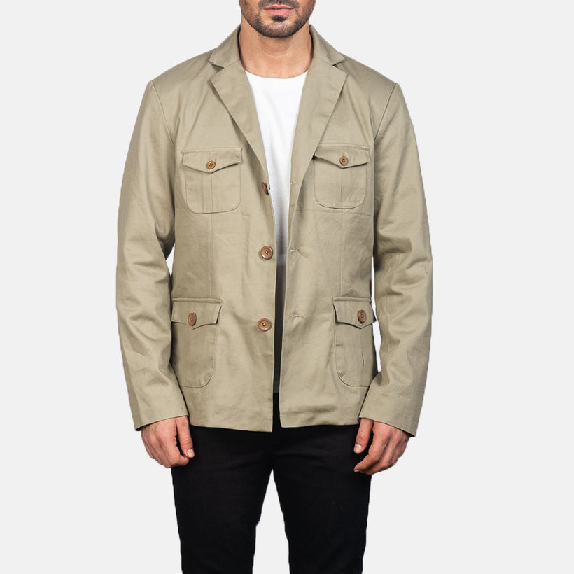 Kajetan Beige Safari جاكيت جلد رجالي