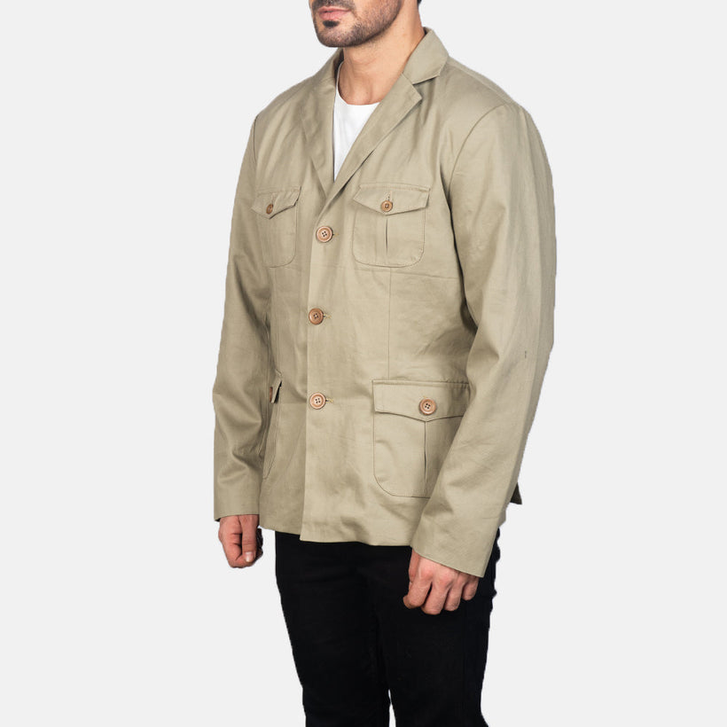Kajetan Beige Safari جاكيت جلد رجالي
