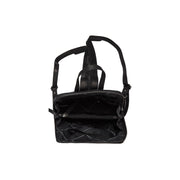Claire Full-Grain Leather Backpack نسائي - Structured Side Profile Showing Gusset Depth &amp; Expansion Capacity