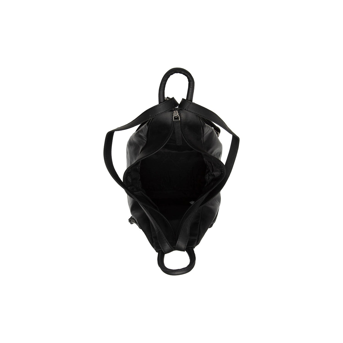 Solid Antique Brass Hardware &amp; Heavy-Duty Dual Zipper Detail on Howard Full-Grain Leather Backpack نسائي