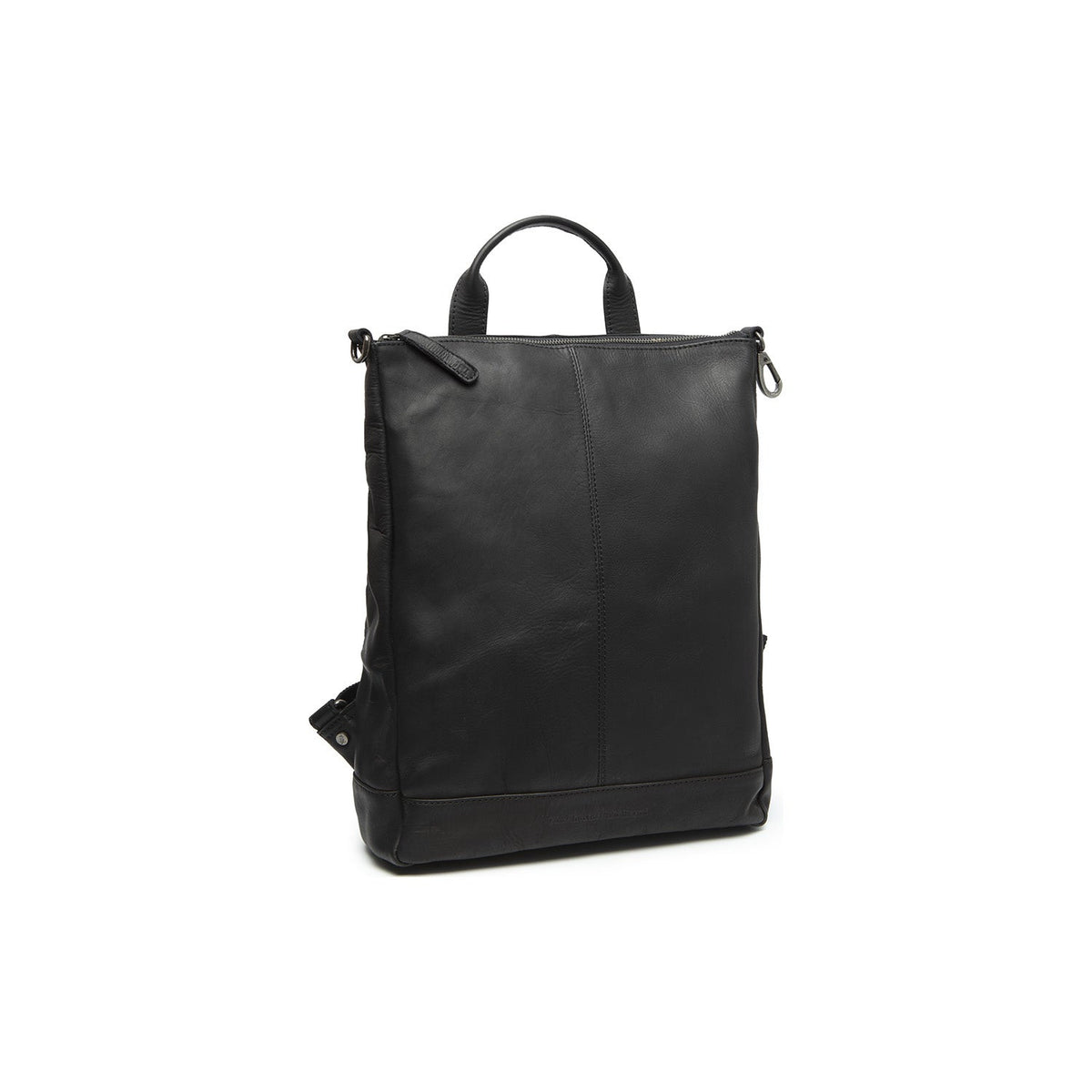 Manchester Full-Grain Leather Backpack نسائي - Structured Side Profile Showing Gusset Depth &amp; Expansion Capacity