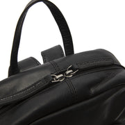 Solid Antique Brass Hardware &amp; Heavy-Duty Dual Zipper Detail on Santana Full-Grain Leather Backpack نسائي