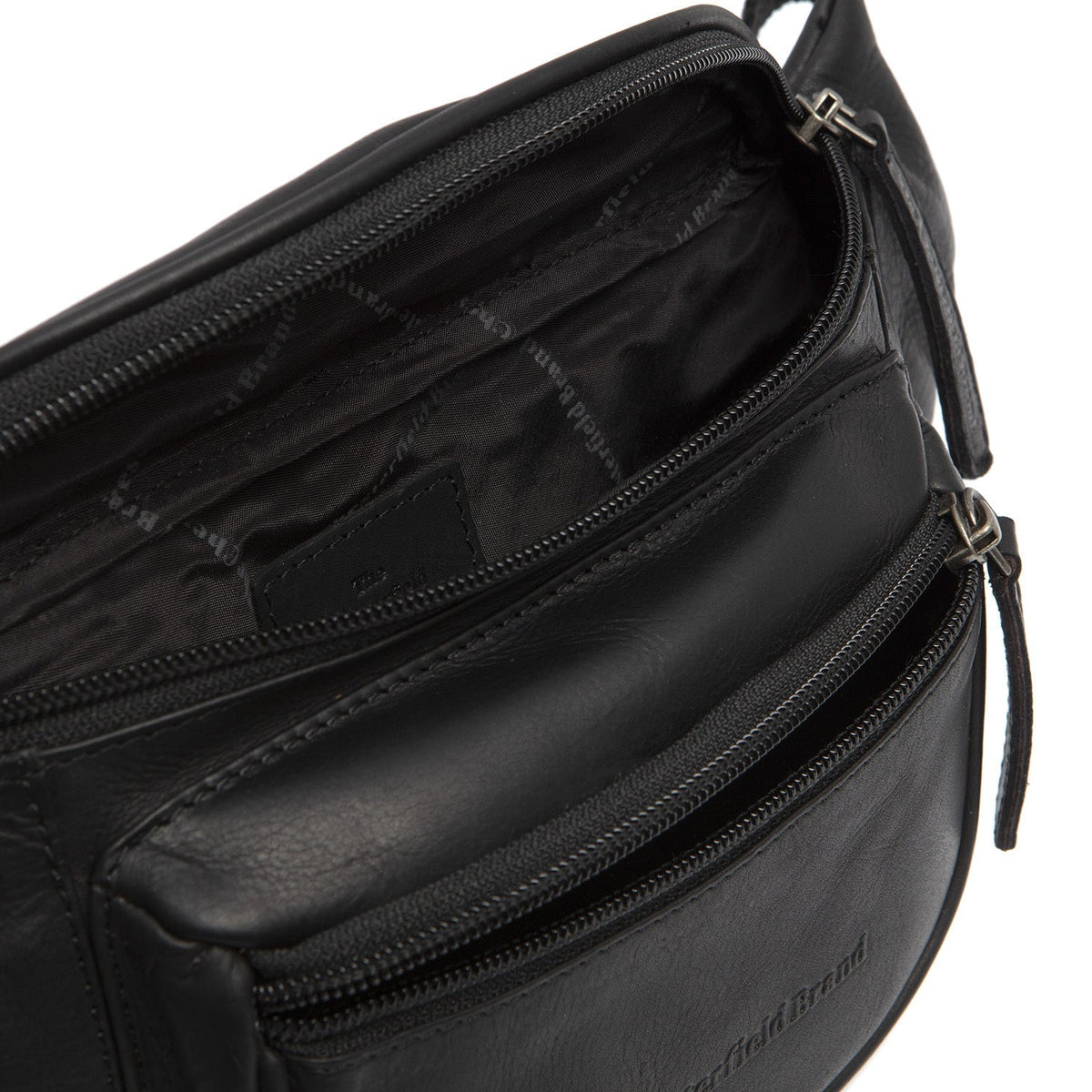 Solid Antique Brass Hardware &amp; Heavy-Duty Dual Zipper Detail on Jack Full-Grain Leather Belt Bag نسائي