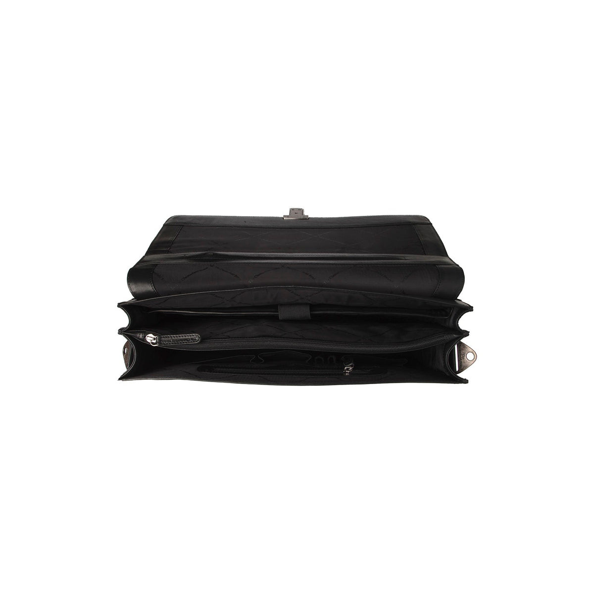 Solid Antique Brass Hardware &amp; Heavy-Duty Dual Zipper Detail on Salvatore Full-Grain Leather Briefcase رجالي
