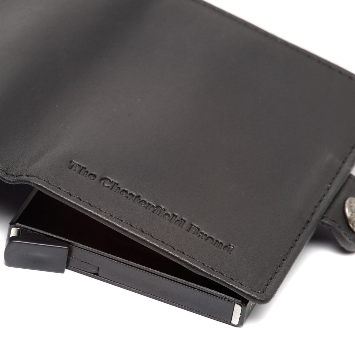 Lagos Full-Grain Leather Card Holder نسائي - Structured Side Profile Showing Gusset Depth &amp; Expansion Capacity