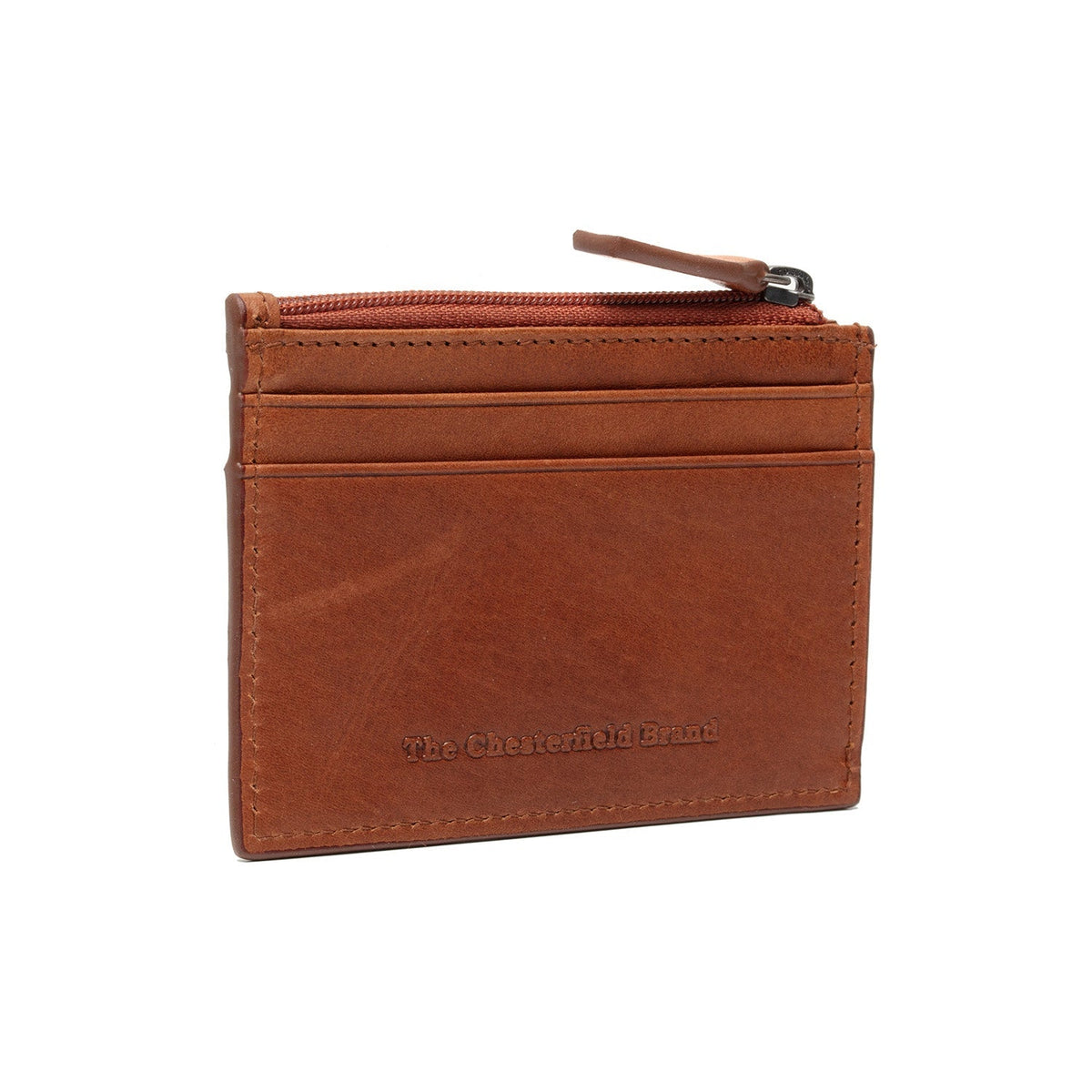 Cognac Leather Card Wallet نسائي, front view