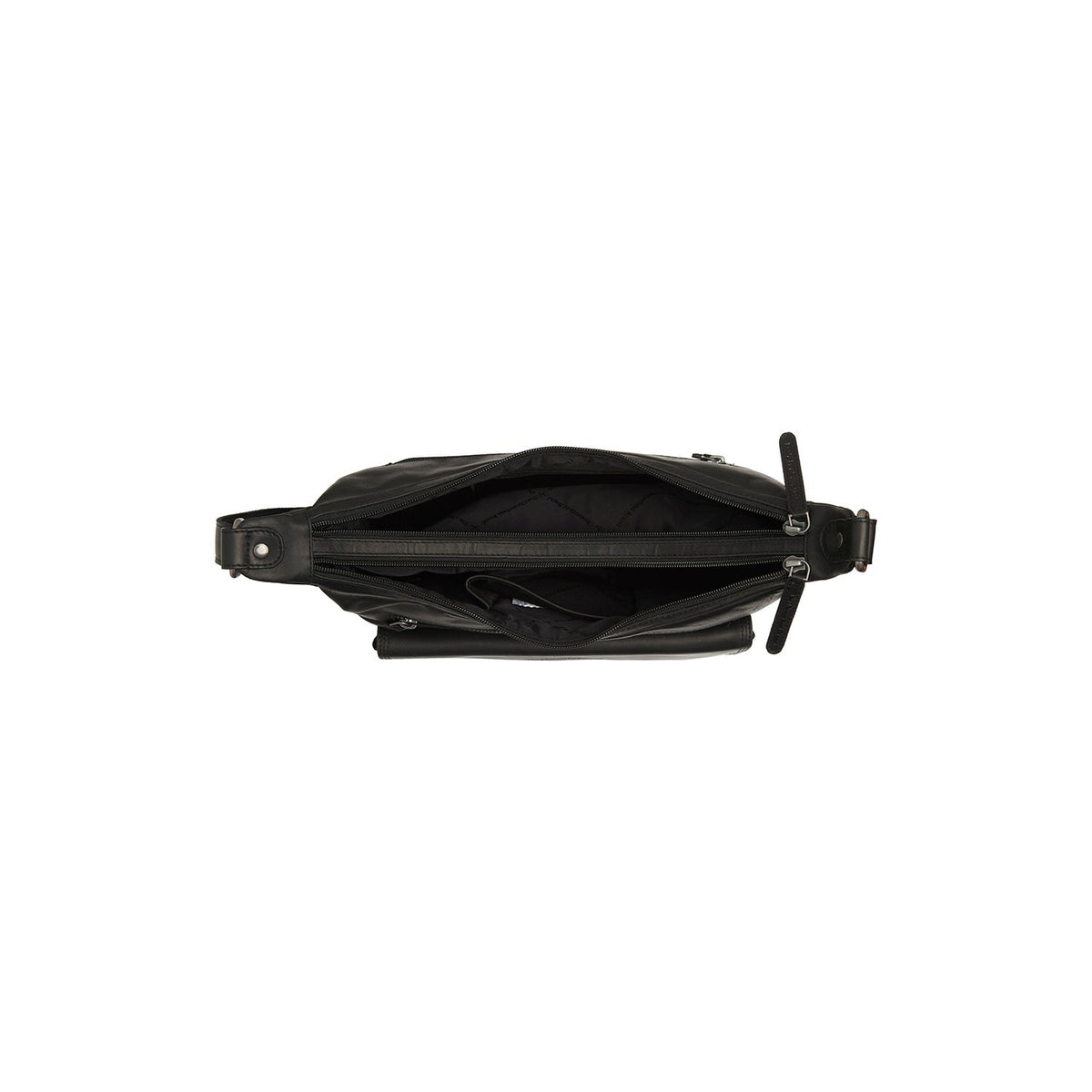 Solid Antique Brass Hardware & Heavy-Duty Dual Zipper Detail on Bryson Full-Grain Leather Crossbody Bag