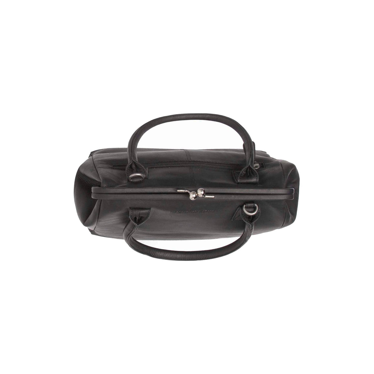 Close-Up Detail of Classic Collar &amp; Heavy-Duty Zipper Hardware on Dorin جلد طبيعي فل جرين Handbag