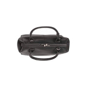Close-Up Detail of Classic Collar &amp; Heavy-Duty Zipper Hardware on Dorin جلد طبيعي فل جرين Handbag