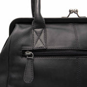 Dorin جلد طبيعي فل جرين Handbag - Lateral Side Profile View Showing Sleeve Cut &amp; Athletic Taper Fit