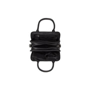 Close-Up Detail of Classic Collar &amp; Heavy-Duty Zipper Hardware on Ezra Full-Grain Leather Handbag نسائي