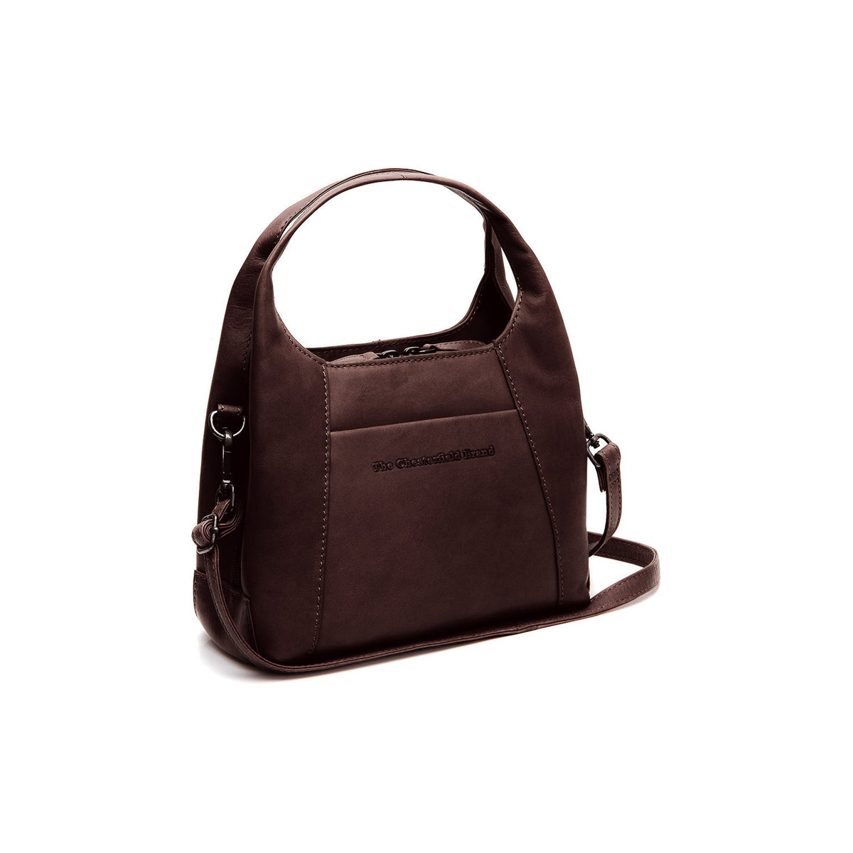 Tailored Rib Cuffs &amp; Hem Craftsmanship Construction Detail on Lunera Full-Grain Leather Handbag نسائي
