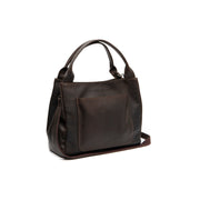 Styled Fit Perspective of Tenara Full-Grain Leather Handbag نسائي on Model - Natural Daylight Drape