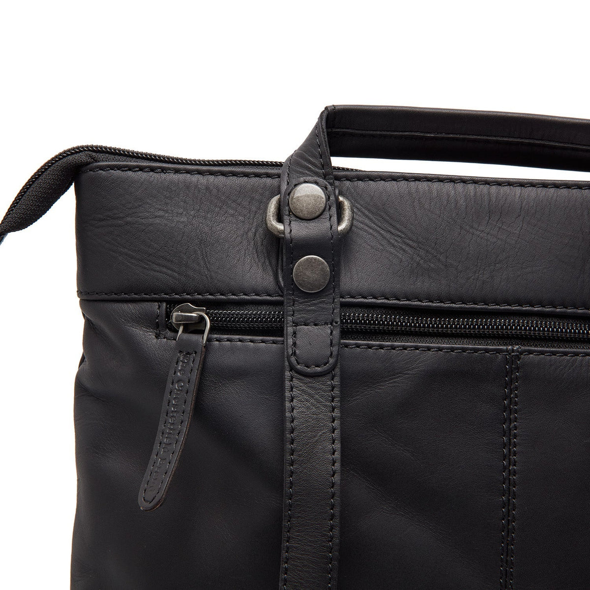 Caldero Full-Grain Leather Laptop Backpack نسائي - Structured Side Profile Showing Gusset Depth &amp; Expansion Capacity