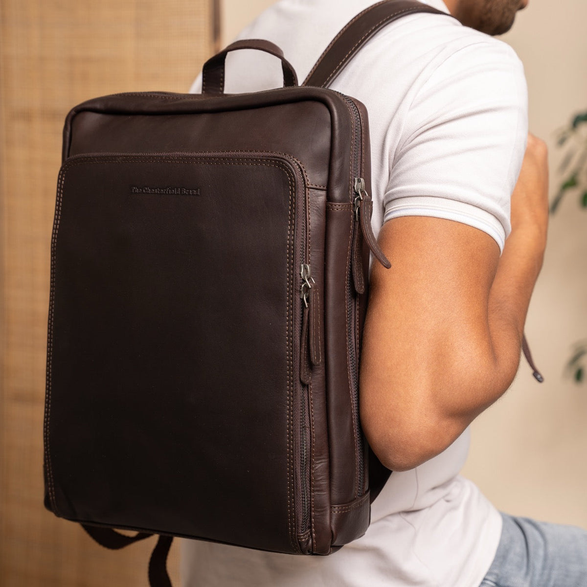 Jasper Full-Grain Leather Laptop Backpack نسائي – alternate product view 2