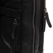 Solid Antique Brass Hardware &amp; Heavy-Duty Dual Zipper Detail on Nicola Full-Grain Leather Laptop Backpack نسائي
