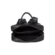 Nicola Full-Grain Leather Laptop Backpack نسائي - Structured Side Profile Showing Gusset Depth &amp; Expansion Capacity