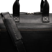 Solid Antique Brass Hardware &amp; Heavy-Duty Dual Zipper Detail on Levanto Full-Grain Leather Laptop Bag نسائي