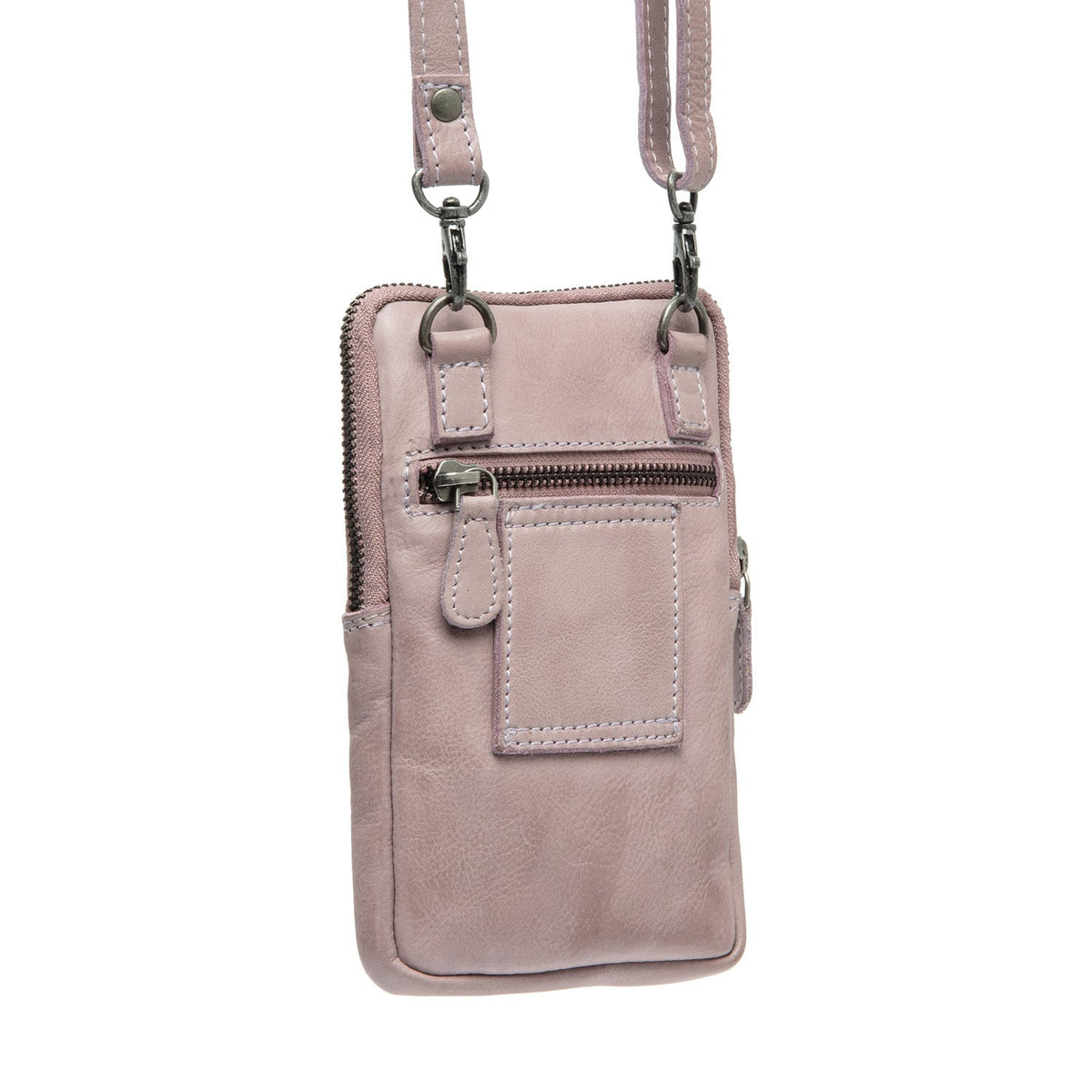 
Tailored Rib Cuffs & Hem Craftsmanship Construction Detail on Salta جلد طبيعي فل جرين Phone Bag