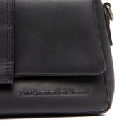 Solid Antique Brass Hardware &amp; Heavy-Duty Dual Zipper Detail on Clifden Full-Grain Leather Shoulder Bag نسائي