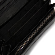 Solid Antique Brass Hardware &amp; Heavy-Duty Dual Zipper Detail on Arvento Full-Grain Leather Wallet نسائي
