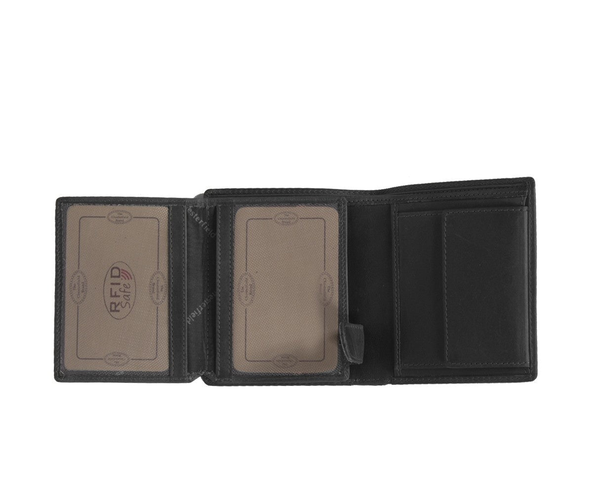 Classic 100% Full-Grain leather Wallet - Rear Perspective Showing Reinforced Leather Straps &amp; Stitching