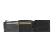Solid Antique Brass Hardware &amp; Heavy-Duty Dual Zipper Detail on Marvin Full-Grain Leather Wallet رجالي