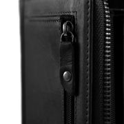 Solid Antique Brass Hardware &amp; Heavy-Duty Dual Zipper Detail on Nova Full-Grain Leather Wallet نسائي