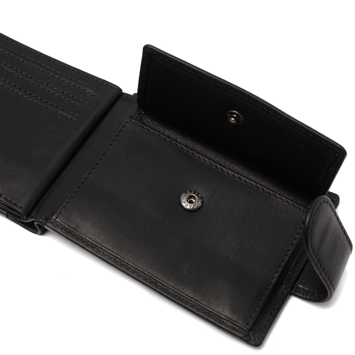 Solid Antique Brass Hardware &amp; Heavy-Duty Dual Zipper Detail on Yamba Full-Grain Leather Wallet رجالي