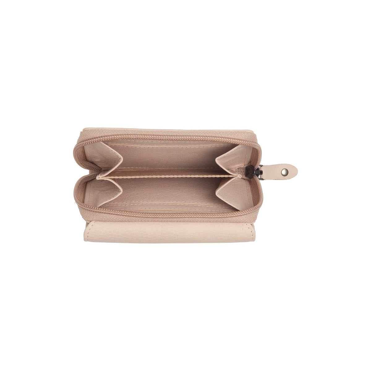 Solid Antique Brass Hardware &amp; Heavy-Duty Dual Zipper Detail on Zelan Full-Grain Leather Wallet نسائي