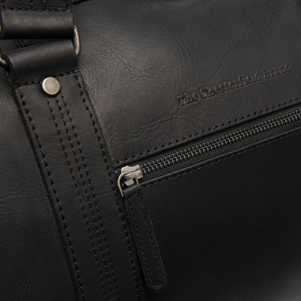 Rivaro جلد طبيعي فل جرين Weekender Bag - Structured Side Profile Showing Gusset Depth &amp; Expansion Capacity