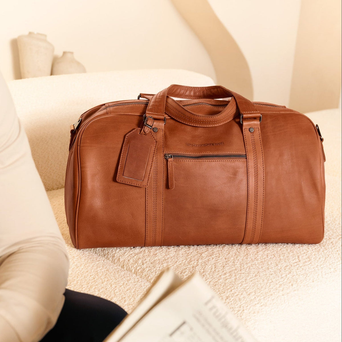 Rivaro جلد طبيعي فل جرين Weekender Bag – alternate product view 3