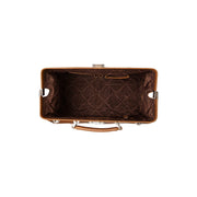 Solid Antique Brass Hardware &amp; Heavy-Duty Dual Zipper Detail on Texel Full-Grain Leather Weekender Bag نسائي