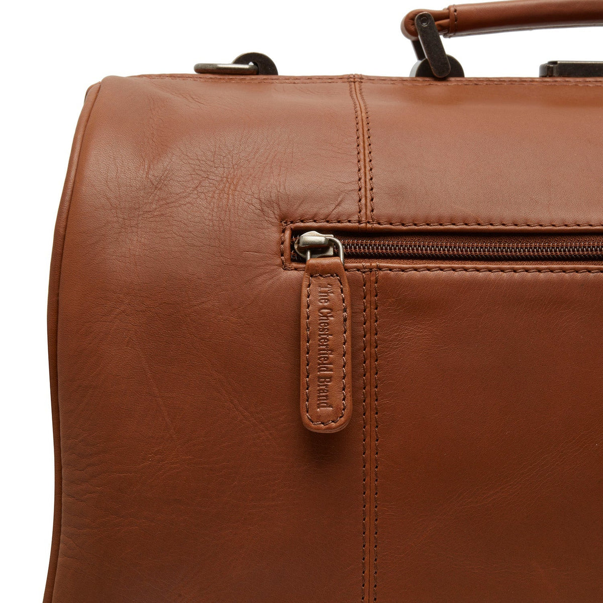 Texel Full-Grain Leather Weekender Bag نسائي - Structured Side Profile Showing Gusset Depth &amp; Expansion Capacity