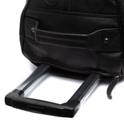 Solid Antique Brass Hardware &amp; Heavy-Duty Dual Zipper Detail on Leather Weekender Trolley Jayven نسائي