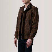 Lester بني Suede جاكيت بومبر جلد رجالي – alternate product view 4