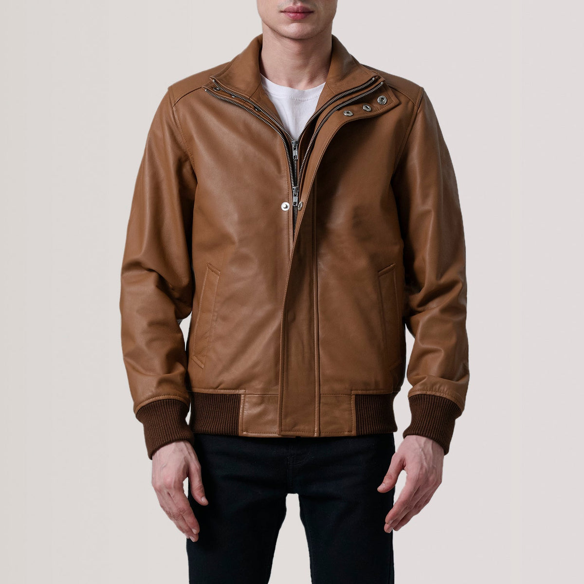 Lester بني Suede جاكيت بومبر جلد رجالي – alternate product view 4