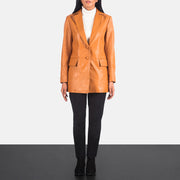 
Marilyn Tan Brown Leather Blazer - عرض جانبي يوضح قَصّة الأكمام المريحة